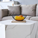 Coffee Table Marble-Effect Cube Geometric Design White - Furniture Home Direct