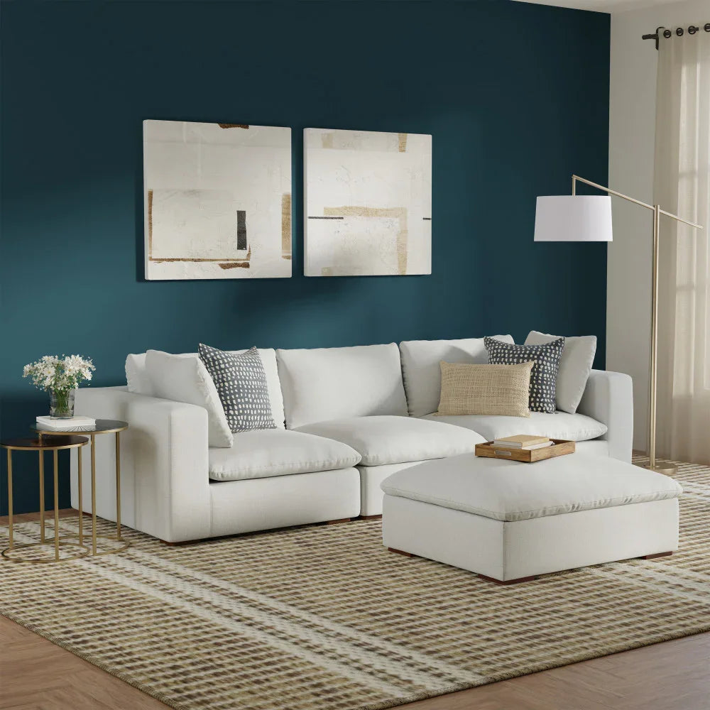 Jasmine Sofa and Ottoman - Off White - Furniture Home Direct