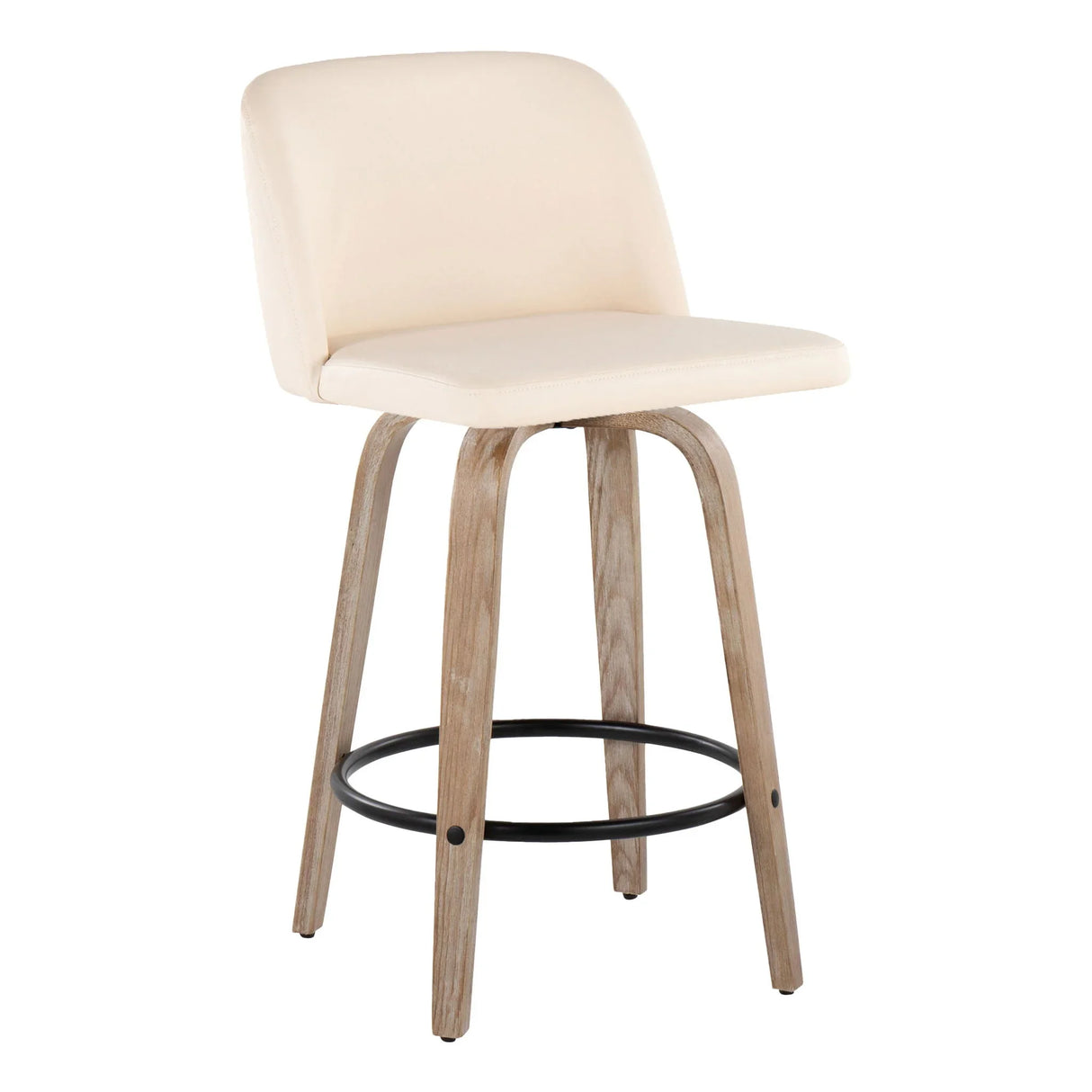 Toriano - Contemporary Fixed-Height Counter Stool & Swivel With Round Footrest (Set of 2) - Furniture Home Direct