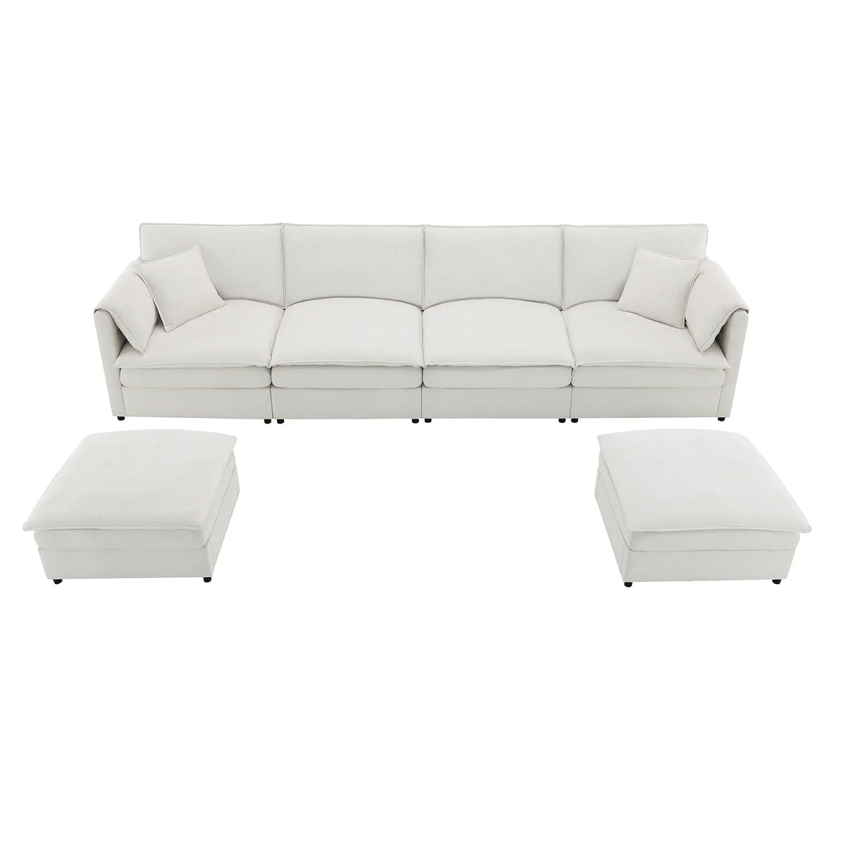Sectional Sofa Chenille L Shaped Living Room Comfort Cream - Furniture Home Direct