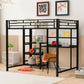 Metal Loft Bed With Desk, 3 Shelves And Ladder - Furniture Home Direct