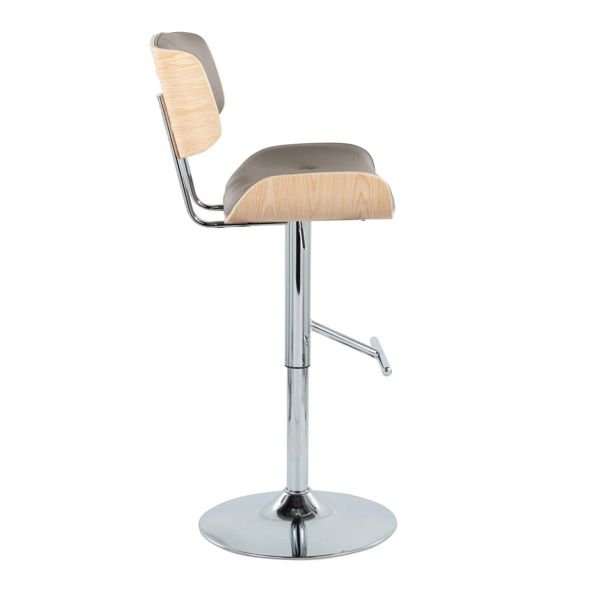 Lombardi - Contemporary Adjustable Barstool With Swivel With Straight T Footrest (Set of 2) - Furniture Home Direct