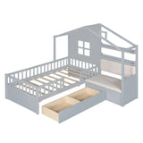 House Bed With Sofa, Kids Platform Bed With 2 Drawers And Storage Shelf - Furniture Home Direct