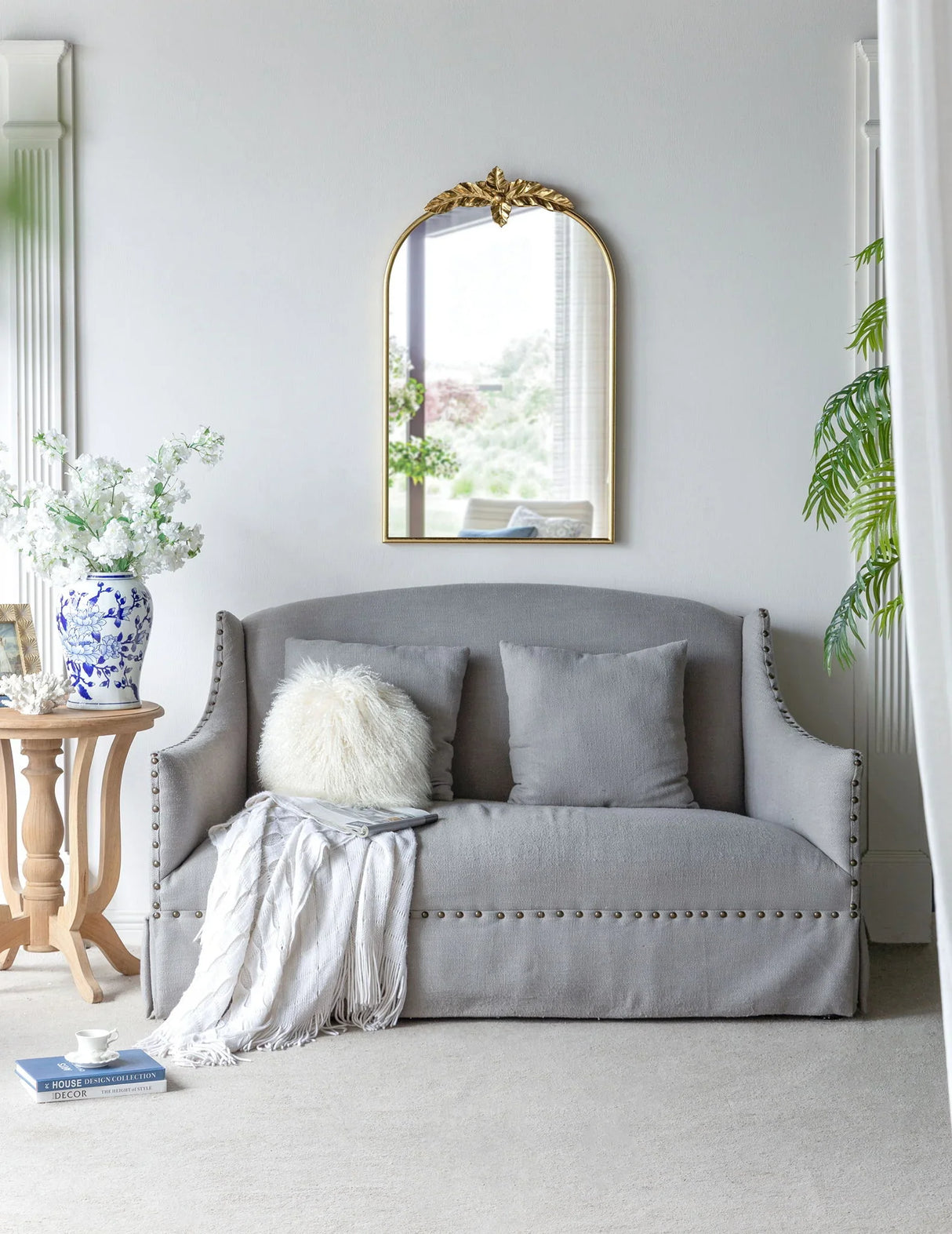 Arched Wall Mirror With Metal Frame, Wall Mirror For Living Room - Furniture Home Direct
