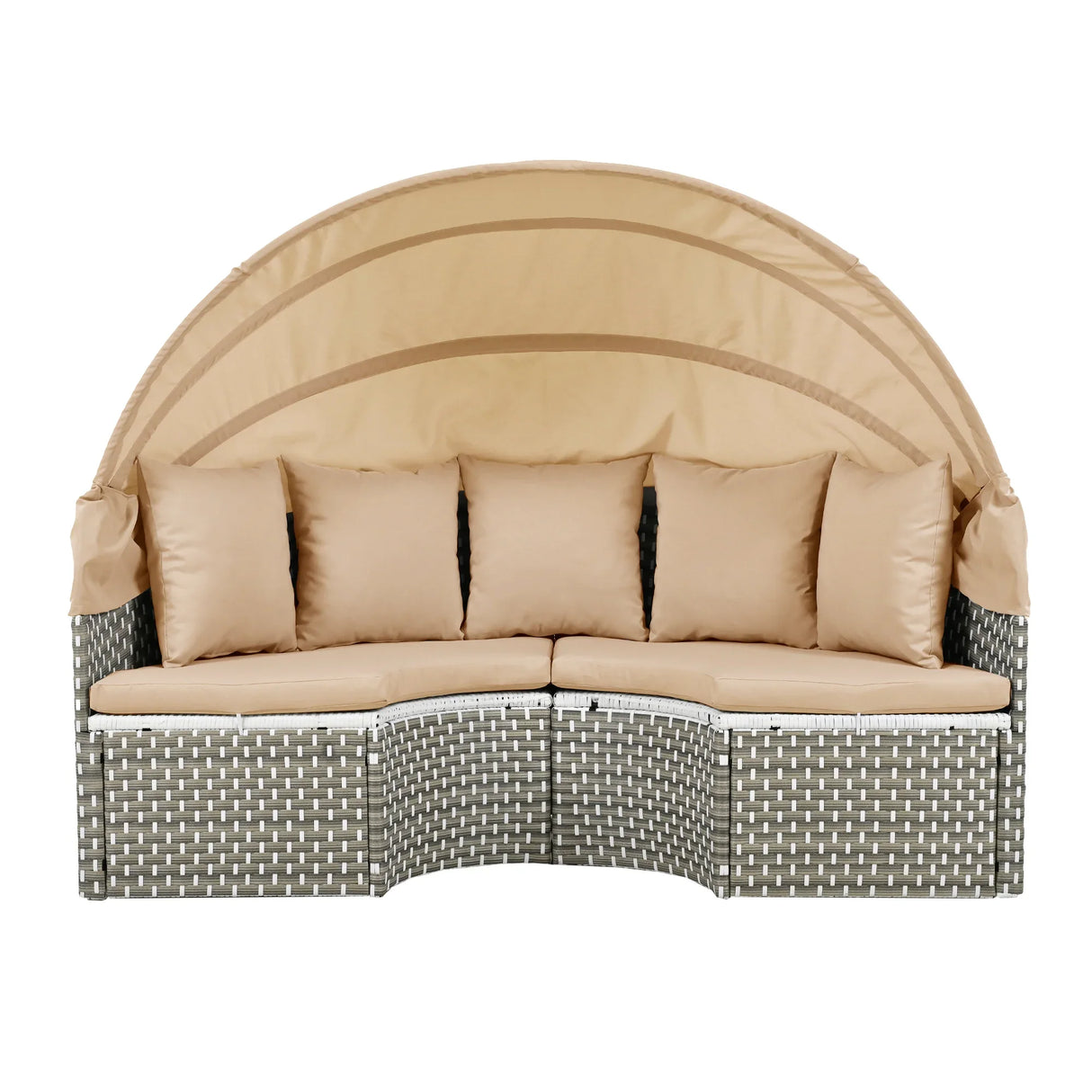 Outdoor Daybed With Canopy Weatherproof Rattan Beige - Furniture Home Direct