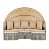 Outdoor Daybed With Canopy Weatherproof Rattan Beige - Furniture Home Direct