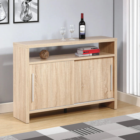 Sideboard Buffet Entry Cabinet Sliding Doors Metal Bar Handles Four Shelves - Furniture Home Direct