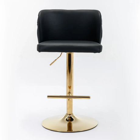 Counter Height Bar Stools Tufted PU Leather Swivel Black - Furniture Home Direct