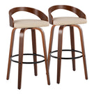 Grotto - Mid Century Modern Fixed Height Barstool & Swivel With Round Footrest (Set of 2) - Furniture Home Direct