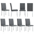 Dining Chairs Tufted Back 8 Piece Set Metal Legs Gray - Furniture Home Direct