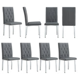 Dining Chairs Tufted Back 8 Piece Set Metal Legs Gray - Furniture Home Direct