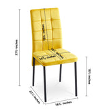 Velvet High Back Nordic Dining Chair Modern Fabric Chair With Black Legs (Set of 2) - Furniture Home Direct