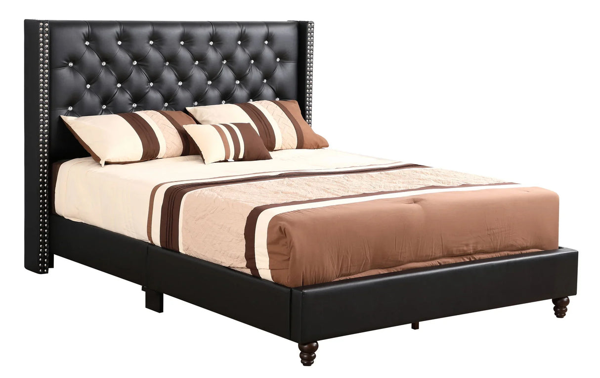 Upholstered Nailhead Trim Chic Bed - Furniture Home Direct