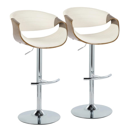 Symphony - Mid Century Modern Adjustable Barstool With Swivel & Rounded T Footrest (Set of 2) - Furniture Home Direct