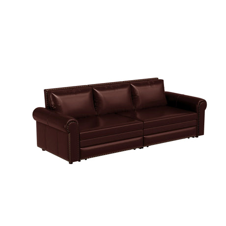 3 In 1 Convertible Sleeper Sofa With Nailhead Trim & Rolled Arm - Furniture Home Direct