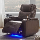 Power Motion Recliner With USB Charging Port And Hidden Arm Storage 2 Convenient Cup Holders Design And 360 Degree Swivel Tray Table - Furniture Home Direct