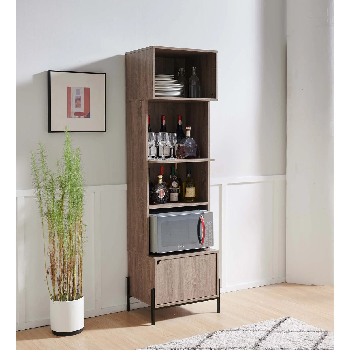 Bakers Rack, Kitchen Display Storage Cabinet - Dark Taupe - Furniture Home Direct