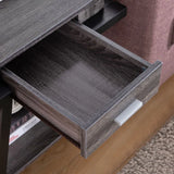Home End Table With Drawer, Side Table With Storage Shelf - Distressed Gray / Black - Furniture Home Direct
