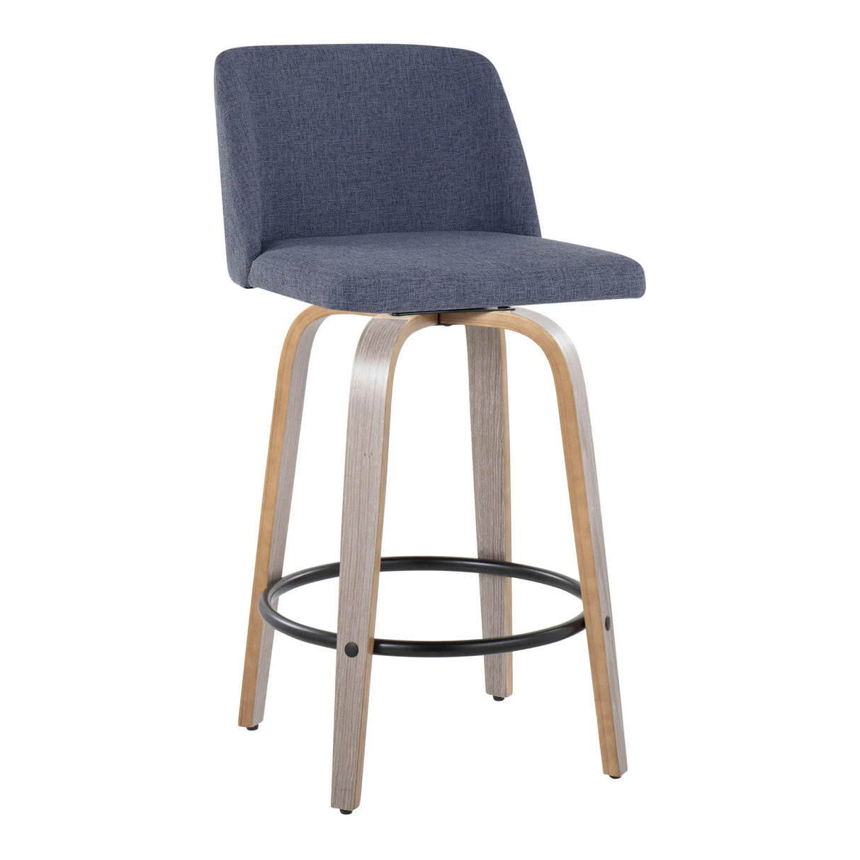 Toriano - Contemporary Fixed Height Counter Stool With Swivel & Round Footrest (Set of 2) - Furniture Home Direct