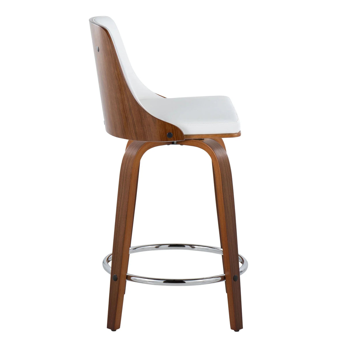Gianna - Mid-Century Modern Fixed Height Stool With Swivel With Round Footrest (Set of 2) - Furniture Home Direct