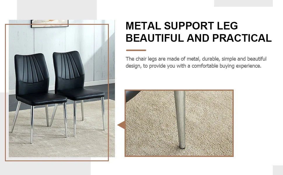 Dining Chairs with PU Upholstery and Metal Legs Black - Furniture Home Direct