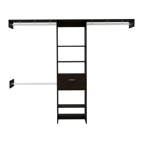 Closet System With Rods And Drawer Wall Mounted Black - Furniture Home Direct