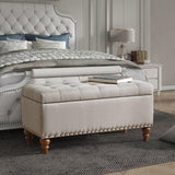 Upholstered Ottoman With Storage And Rivet Trim - Furniture Home Direct