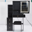 Vanity Desk With Cushioned Stool Lighted Mirror Black - Furniture Home Direct