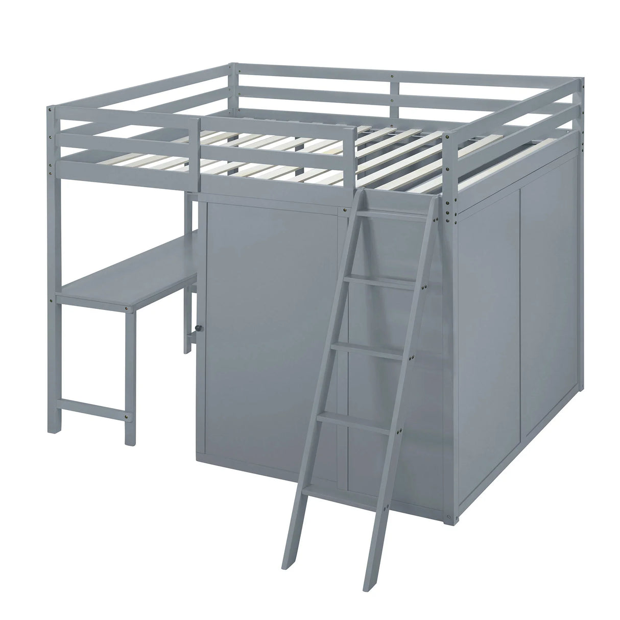 Loft Bed With Wardrobe And Desk And Shelves - Furniture Home Direct