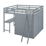 Loft Bed With Wardrobe And Desk And Shelves - Furniture Home Direct