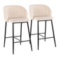 Fran - Pleated Waves Contemporary, Fixed Height Counter Stool (Set of 2) - Furniture Home Direct