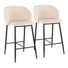 Fran - Pleated Waves Contemporary, Fixed Height Counter Stool (Set of 2) - Furniture Home Direct
