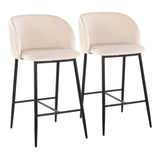 Fran - Pleated Waves Contemporary, Fixed Height Counter Stool (Set of 2) - Furniture Home Direct