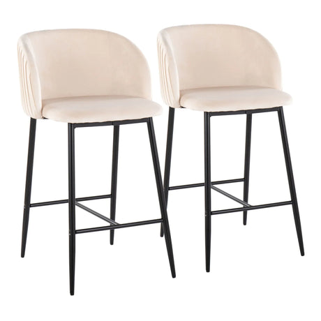 Fran - Pleated Waves Contemporary, Fixed Height Counter Stool (Set of 2) - Furniture Home Direct