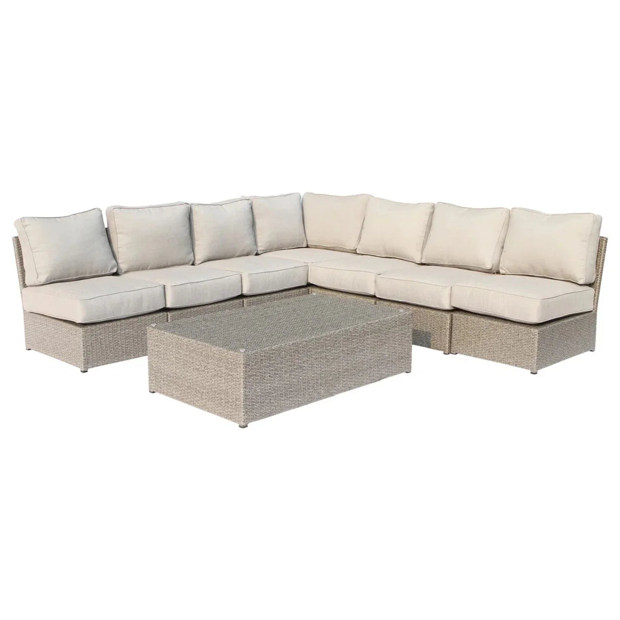 Comfortable Modern Patio Rattan Sectional Set With Cushions - Furniture Home Direct