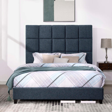 Squares Upholstered Platform Bed - Furniture Home Direct