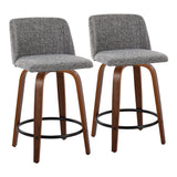 Toriano - Mid Century Modern, Fixed Height Counter Stool & Swivel And Round Footrest (Set of 2) - Furniture Home Direct