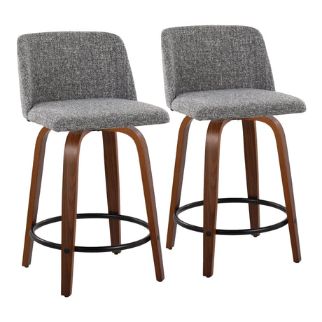 Toriano - Mid Century Modern, Fixed Height Counter Stool & Swivel And Round Footrest (Set of 2) - Furniture Home Direct