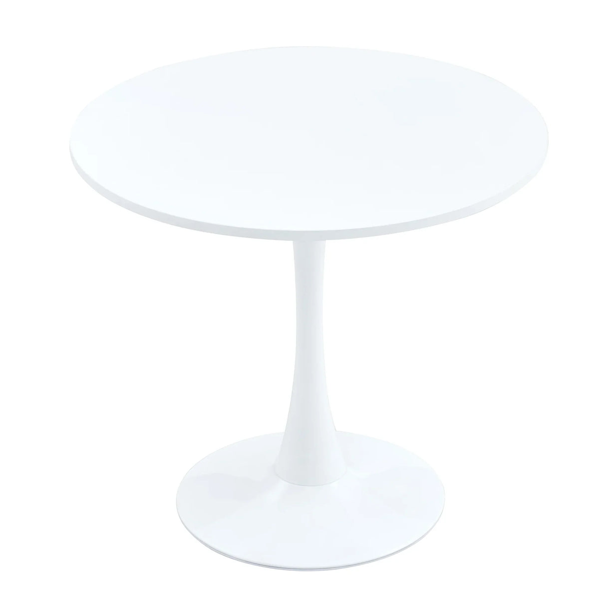 Dining Set Round White Table with PU Leather Chairs Black - Furniture Home Direct