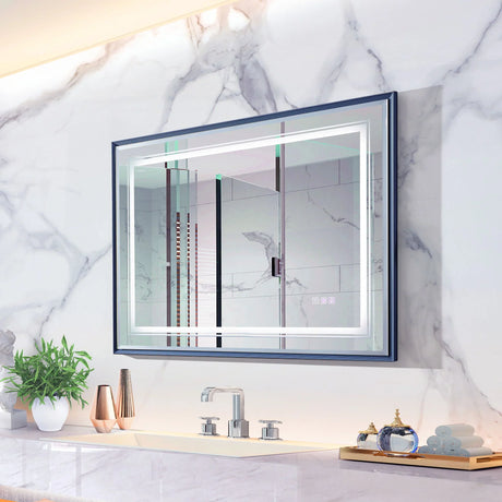 LED Bathroom Beveled Mirror, 3000 - 6000K Gradient Front And Backlit LED Mirror For Bathroom, 3 Colors Dimmable, Ip54 Enhanced Anti Fog - Furniture Home Direct