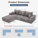 Modular Sectional Sofa With Ottoman, USB And Type C Charger, Petal Armrest Design - Furniture Home Direct