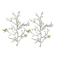 Metal Branch Wall Sculptures With Bird Accents (Set of 2) - Silver Multi - Furniture Home Direct