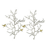 Metal Branch Wall Sculptures With Bird Accents (Set of 2) - Silver Multi - Furniture Home Direct