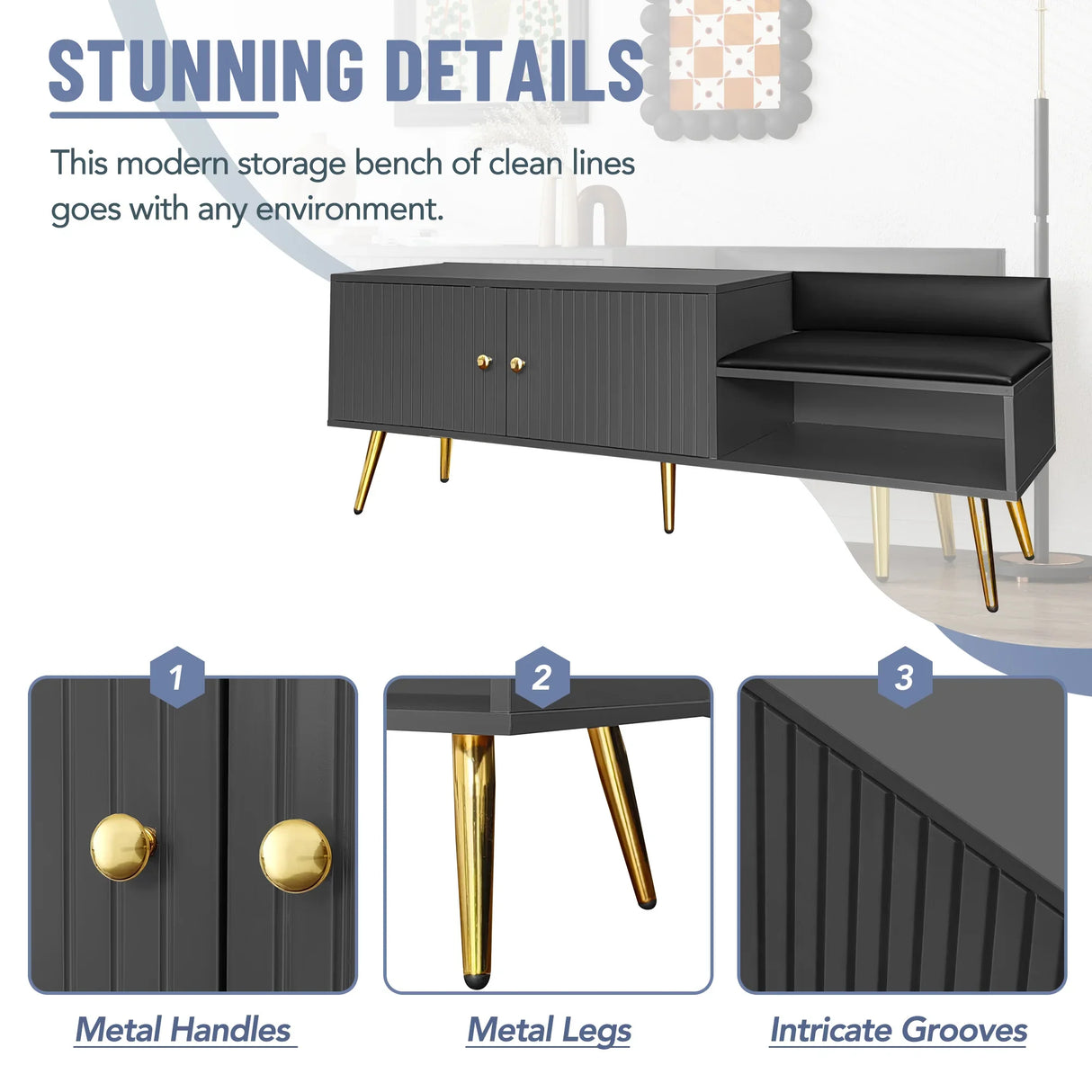 Modern Shoe Cabinet - Black - Furniture Home Direct