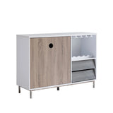 Wooden Display Rack, Cabinet With Drawer, Holds 6 Wine Glass - White / Dark Taupe - Furniture Home Direct