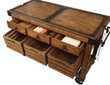 Kaif - Distressed Chestnut Kitchen Cart - Chestnut - Furniture Home Direct