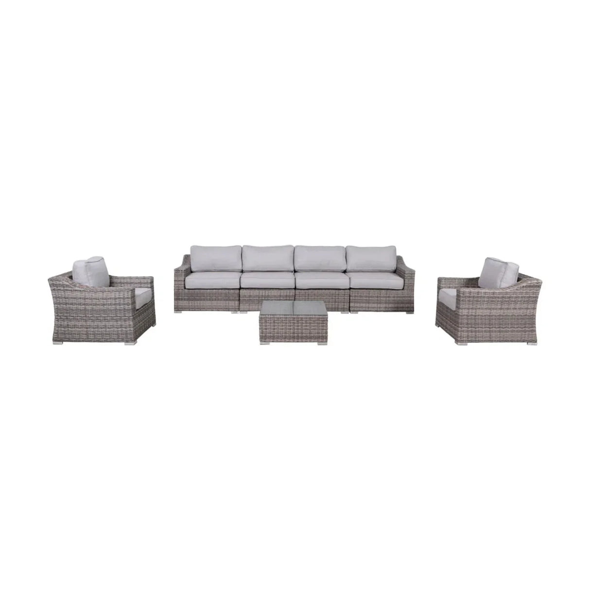 Outdoor Wicker Conversation Set With Cushions, All Weather - Furniture Home Direct