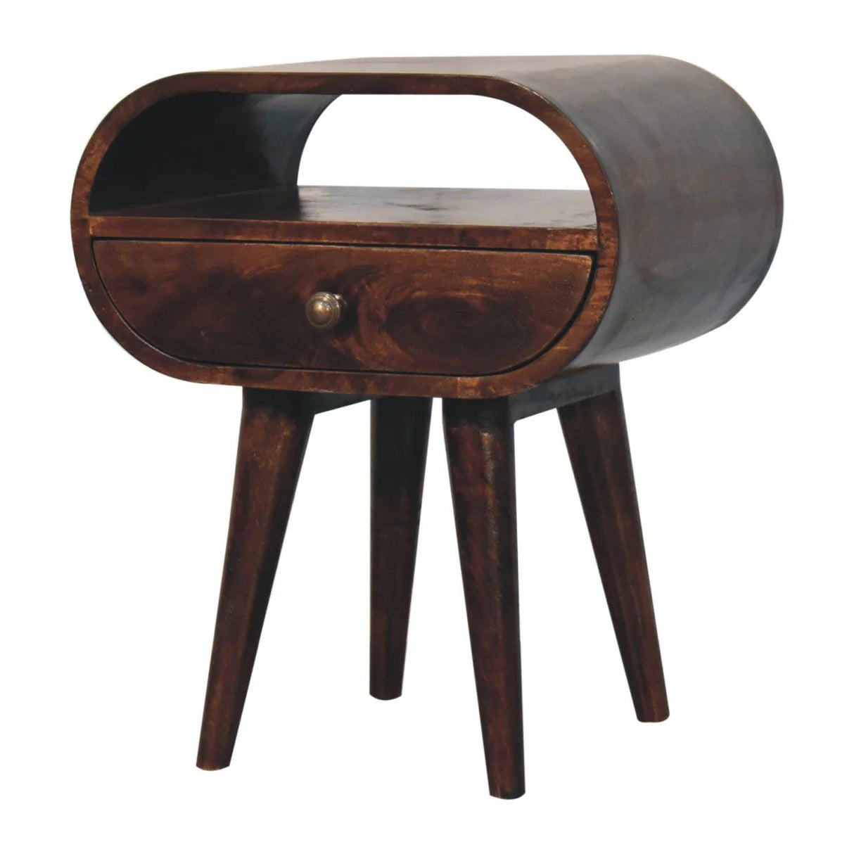 Circular Bedside Table With Open Slot - Walnut - Furniture Home Direct