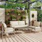 4 Pieces Patio Furniture Set, PE Rattan Wicker With Washable Cushion And Tempered Glass Tabletop, Conversation Furniture For Garden Poolside Balcony - Furniture Home Direct