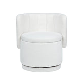 Modern 360 Degree Swivel Back Sofa Chair With Storage Space Boucle, Perfect For Bedroom And Living Room - Beige - Furniture Home Direct